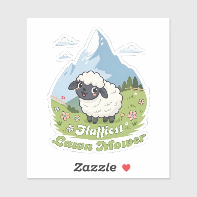 Sticker Fluffiest Lawn Mower - Adorable Blacknose Sheep (Feuille)