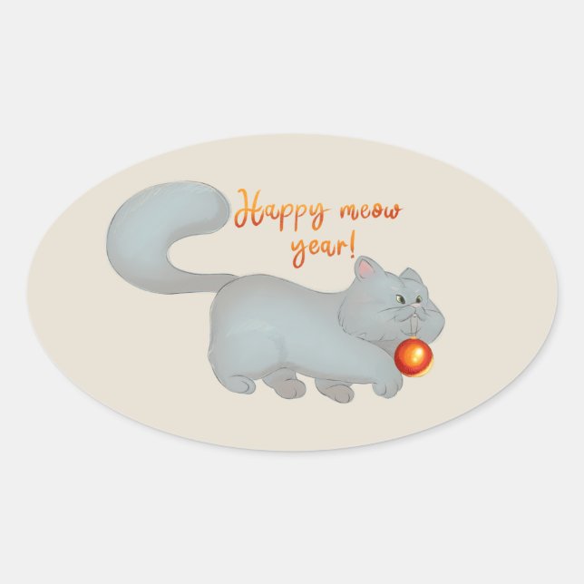 Sticker Fluffy Cat New Year Christmas Crafts  (Devant)