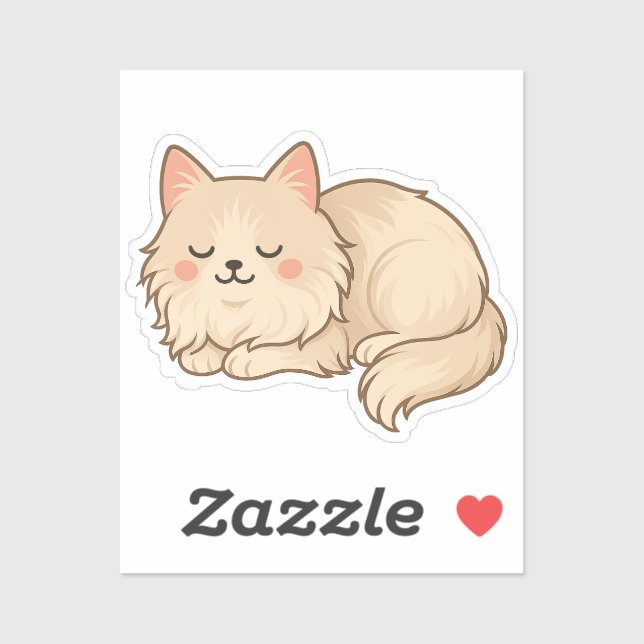 Sticker Fluffy Cream Persian Cat Sleeping (Feuille)