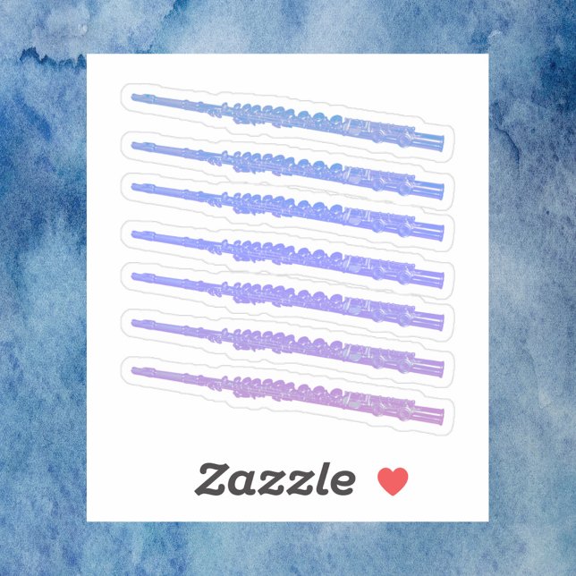 Sticker Fluide Musique rose bleu violet (A die cut sticker with pink, blue and purple flutes.)