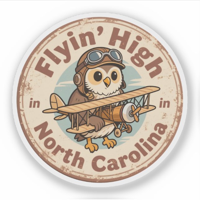 Sticker Flyin’ High_ Artwork sur l'aviation en Caroline du (Devant)