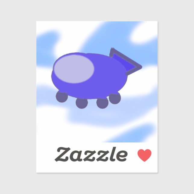 Sticker Flying Blue Spaceship  (Feuille)