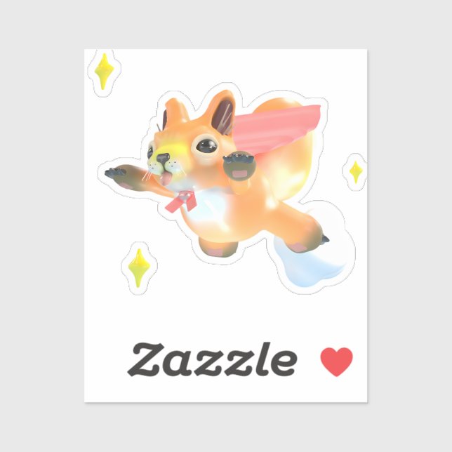 Sticker Flying super-squerrl and stars (Feuille)