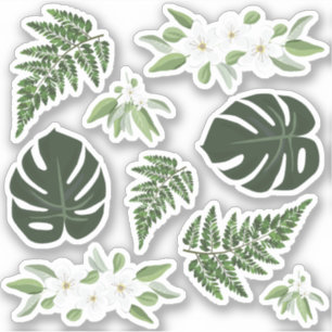 Sticker Foliage tropical Fleurs de fougères Monstera