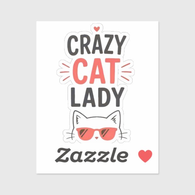 Sticker Folle dame aux chats drôle mignon conception d'amo (Feuille)
