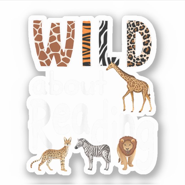 Sticker Folle de lecture Animaux de zoo Livre Chéri  (Devant)
