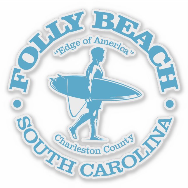 Sticker Folly Beach (surfer) (Devant)