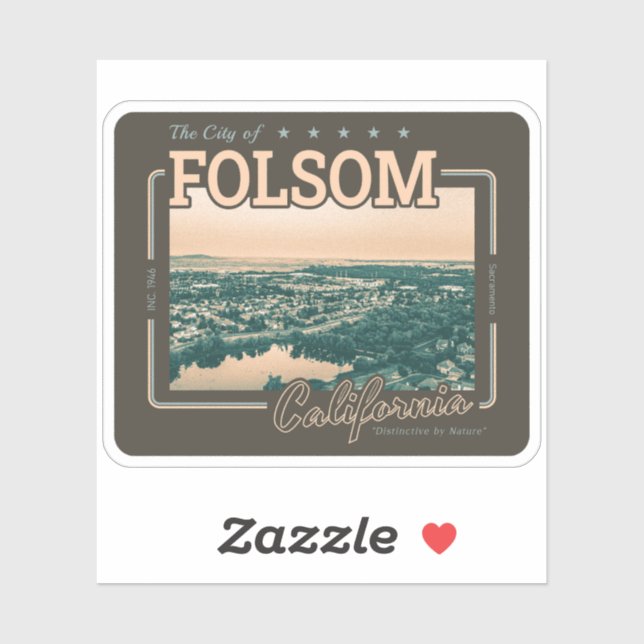 STICKER FOLSOM SACRAMENTO CALIFORNIE - VILLE DE FOLSOM CA (Feuille)