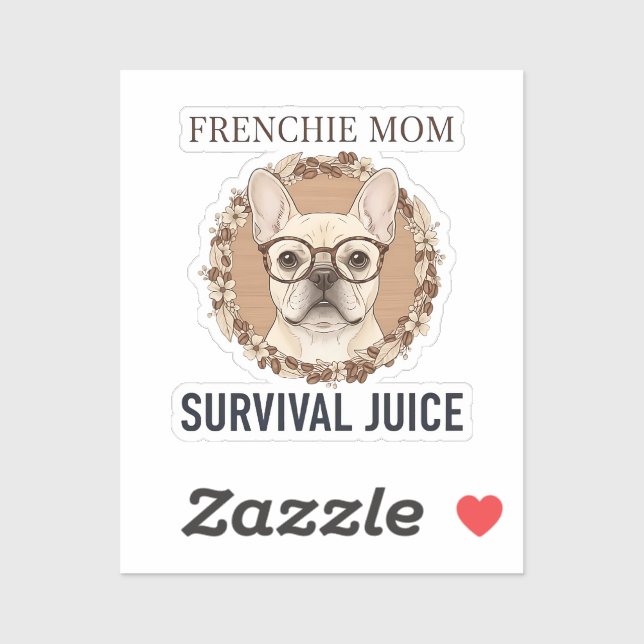 Sticker Fonctionne au café et au chaos de Frenchie Design  (Feuille)