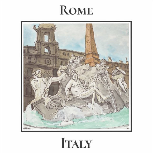 Sticker Fontana dei Quattro Fiumi. Rome, Italy (Recto)