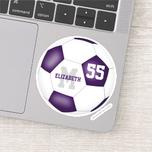 Sticker football personnalisé de filles blanches violettes