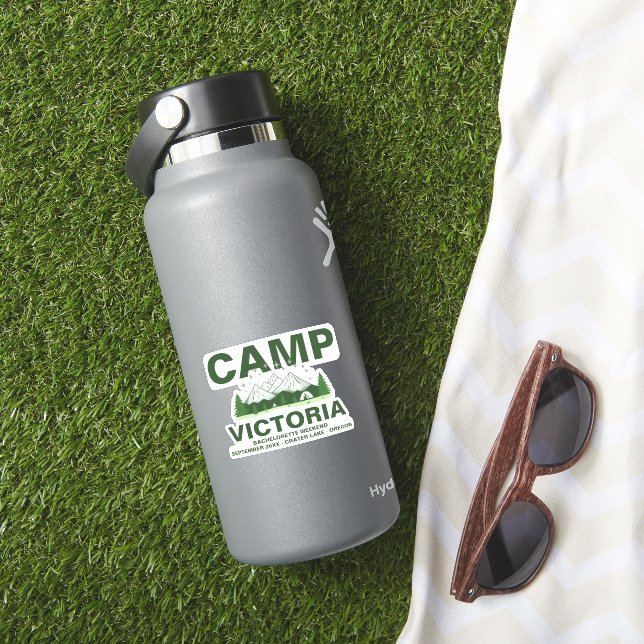 Sticker Forest Green Mountain Camp Bachelorette Custom-Cut (HydroFlask Insitu)