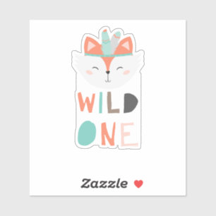 Sticker Forêt de renard mignon Wild One Tribal Premier ann