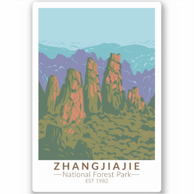 Sticker Forêt nationale de Zhangjiajie Chine Voyage Art Re (Devant)