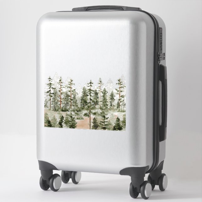 Sticker Forêt verte rustique aquarelle (Sur valise)