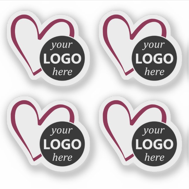 Sticker Forme cardiaque bordeaux simple avec logo ou image (Devant)