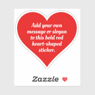 Sticker Forme de coeur rouge gras avec votre texte.