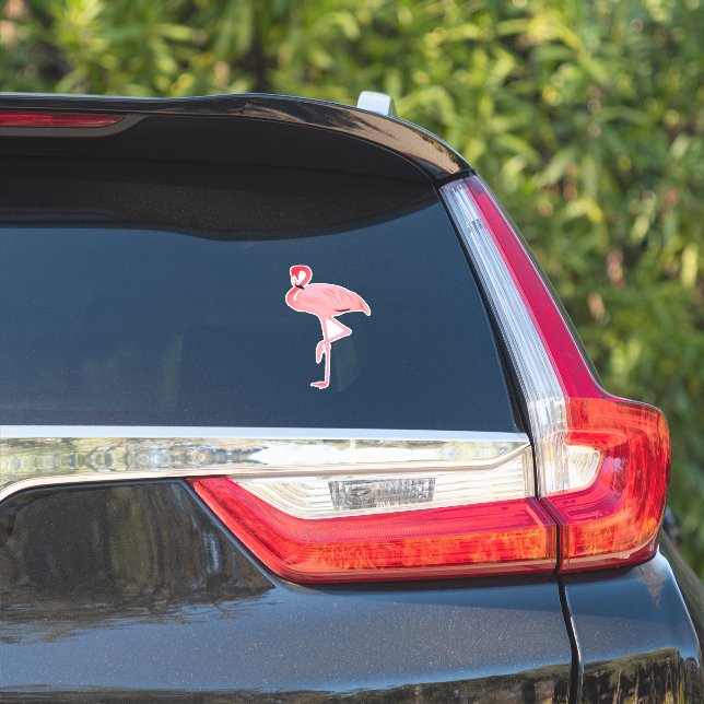 Sticker Forme de Flamant rose rose coupée (Côté voiture)