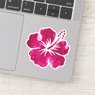 Sticker Forme de fleur d'Hibiscus rose vif