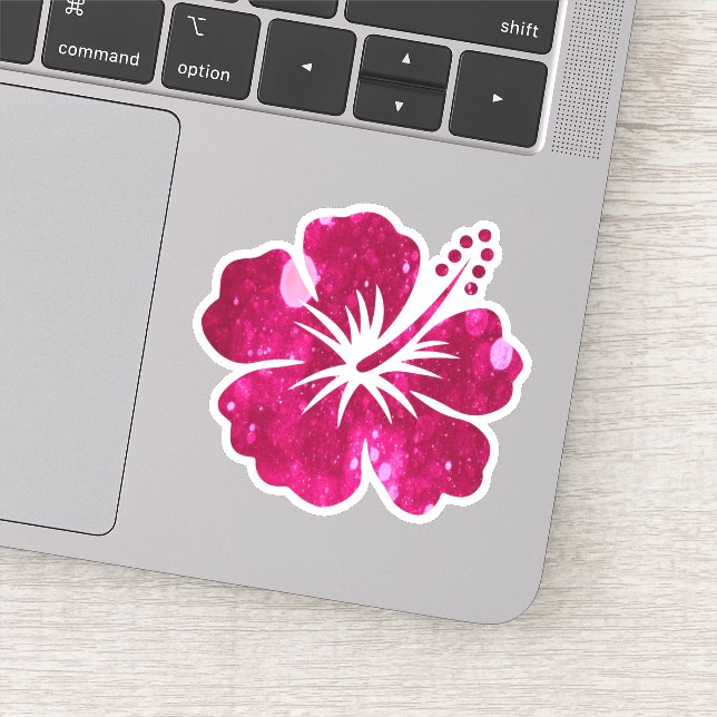 Sticker Forme de fleur d'Hibiscus rose vif (Détail)