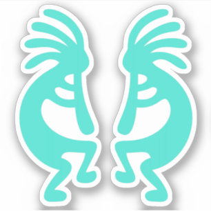 Sticker Forme de Kokopelli Turquoise Sud-Ouest