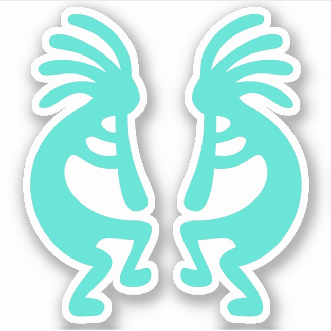 Sticker Forme de Kokopelli Turquoise Sud-Ouest (Devant)