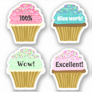 Sticker Formes de cupcake Encouragement en classe