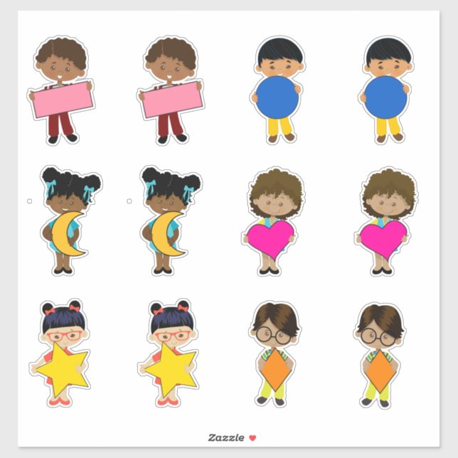 Sticker Formes mignonnes avec enfants (Feuille)