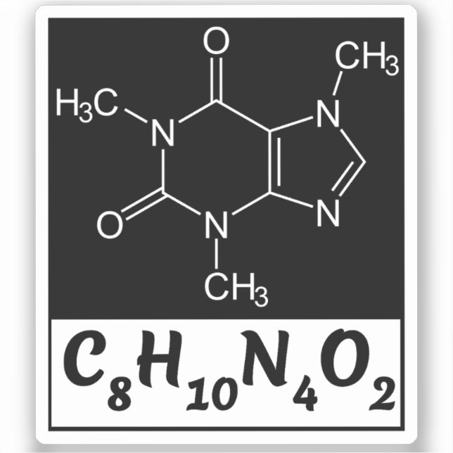 Sticker Formule moléculaire de la caféine - Café noir  (Recto)