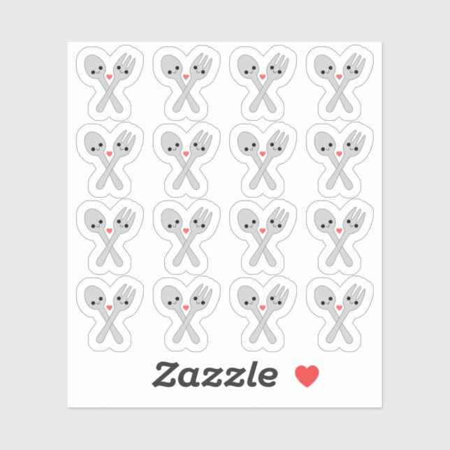 Sticker Fourchette Cuillère Kawaii Planificateur de Prépar (Feuille)