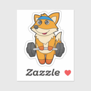 Sticker Fox à Fitness avec Barbell