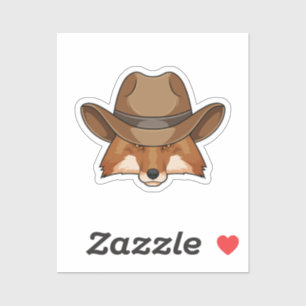 Sticker Fox comme Cowboy avec Casquette