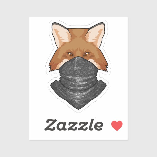 Sticker Fox en bandit avec Kerchief (Feuille)