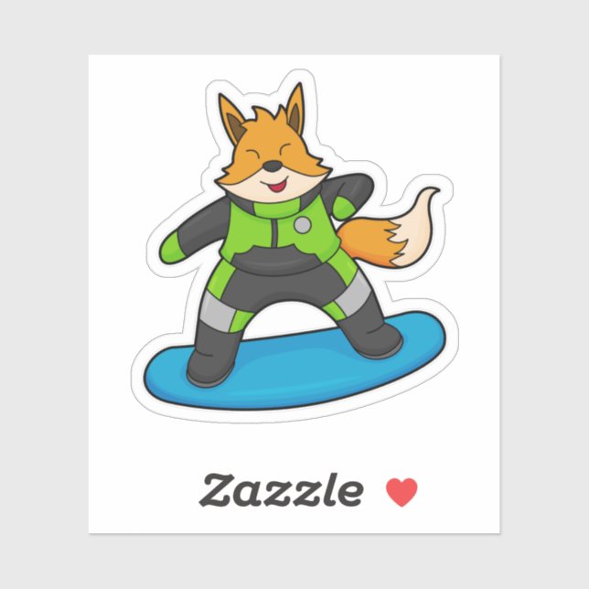Sticker Fox en Snowboard avec Snowboard (Feuille)