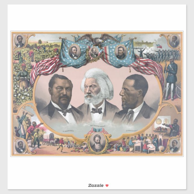 Sticker Fr3d3rick Bailey Douglass avec Black Abolitionnist (Feuille)