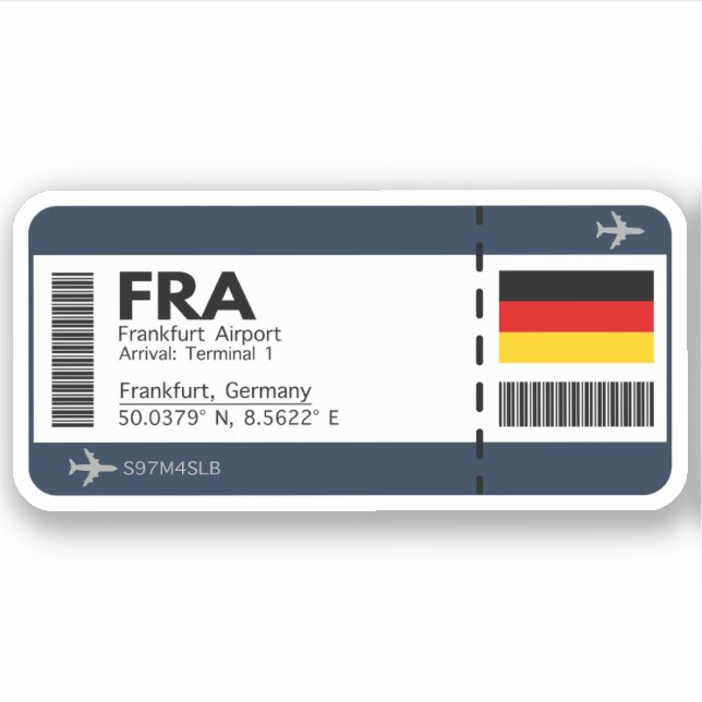 Sticker FRA Frankfurt Boarding Pass - Allemagne Ticket (Devant)