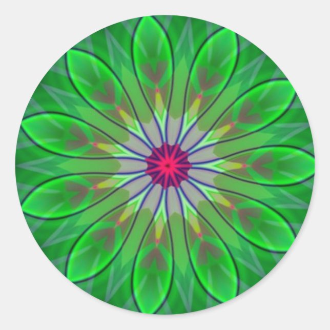 Sticker Fractal Mandala Flower Daisy Vert (Devant)