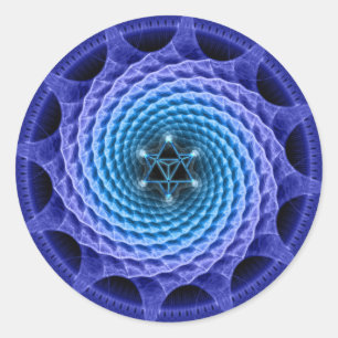 Sticker Fractal Merkaba Spiral Mandala Blue