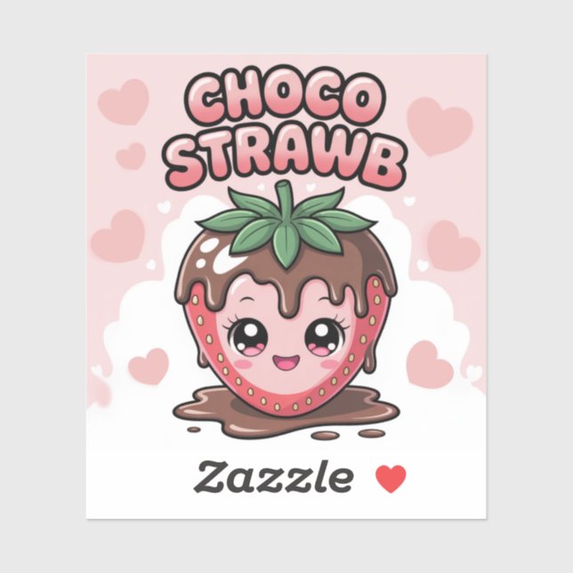 STICKER FRAISE CHOCOLAT (Feuille)