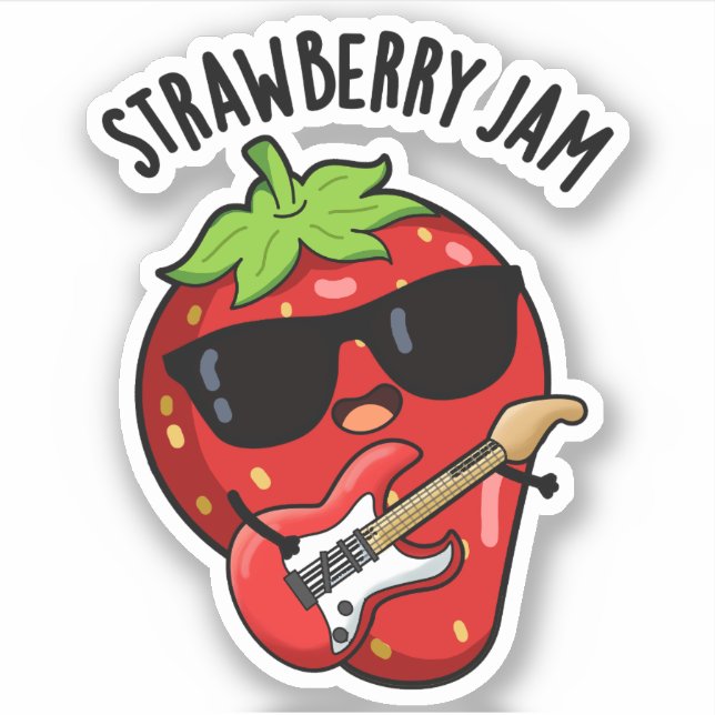 Sticker Fraise confiture Funky Fruit Pun (Devant)