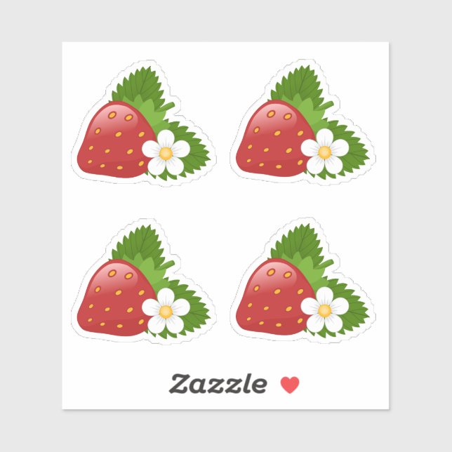 Sticker Fraise douce, Ensemble de 4 (Feuille)