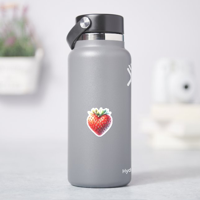 Sticker Fraise en forme de coeur avec graines en forme de  (HydroFlask)