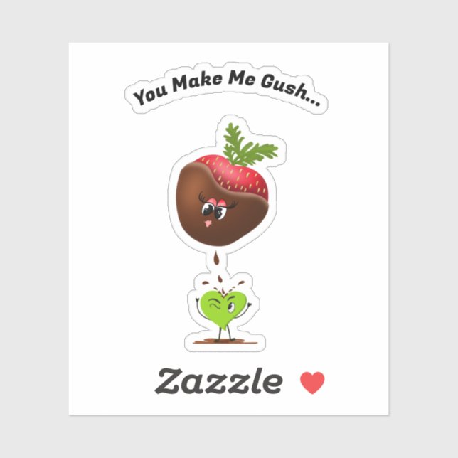 Sticker Fraise et bonbon recouverts de chocolat Kawaii (Feuille)