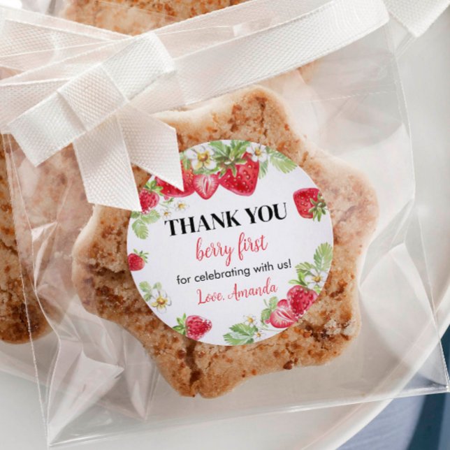 Sticker fraise Étiquette Anniversaire Baby shower (Créateur téléchargé)