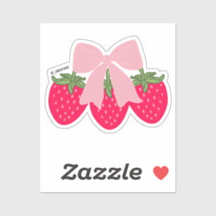 Sticker Fraises à ruban rose