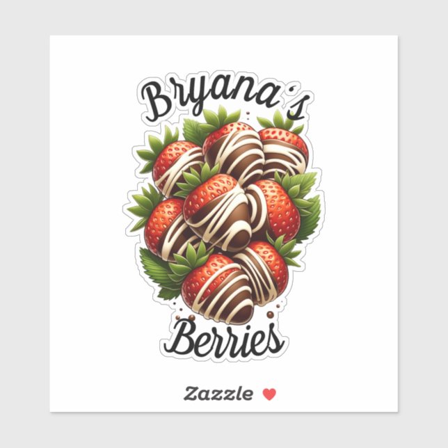 Sticker Fraises au Chocolat Dessert aux Fraises Personnali (Feuille)
