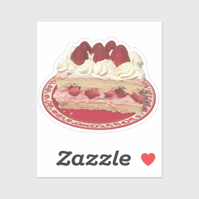 Sticker Framboise à gâteau court aux fraises à la crème éc (Feuille)