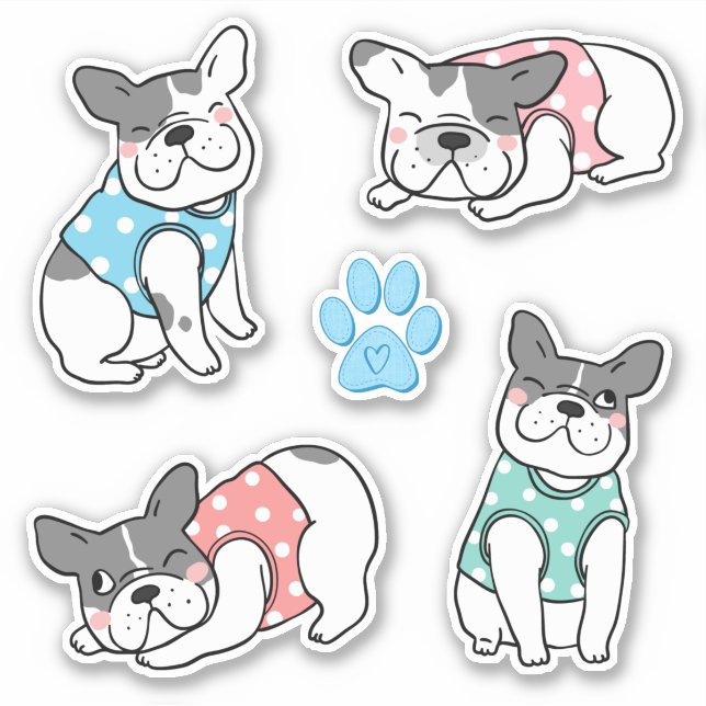 Sticker français mignon Bulldogs (Devant)