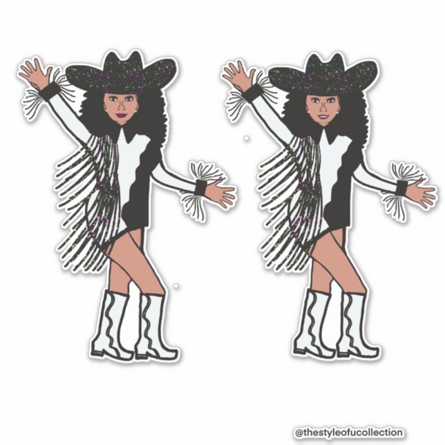 Sticker Frange blanche noire de la danseuse occidentale #2 (Devant)
