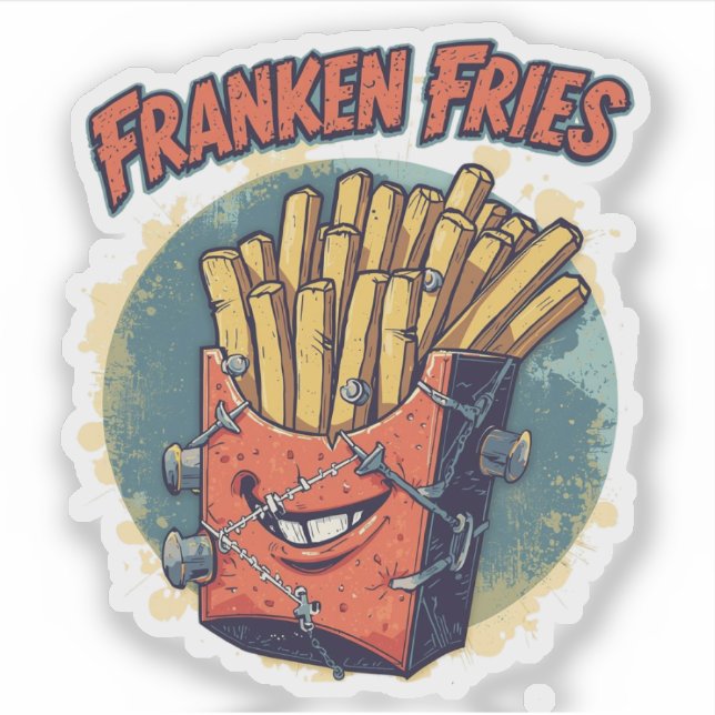 Sticker Franken Fries Funny Halloween Fries Pun (Devant)